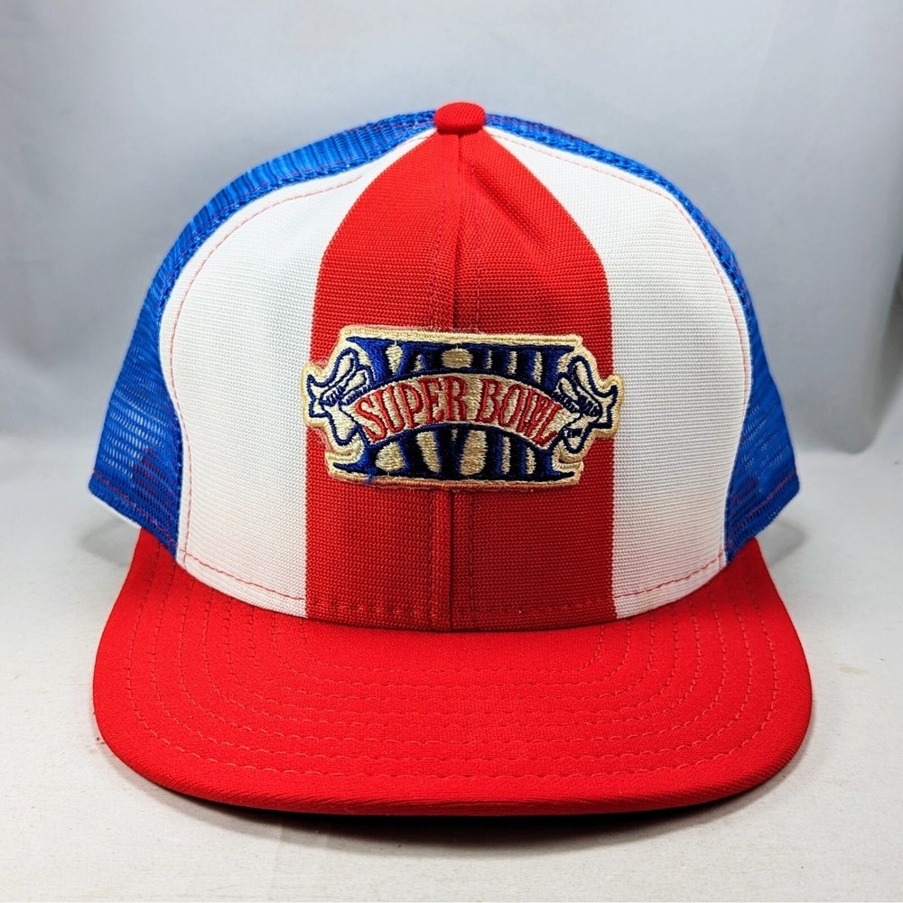 Super Bowl XVIII AJD Lucky Stripes Snapback Hat VTG Trucker Redskins Raiders DS